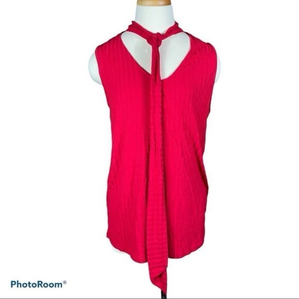 MICHEL STUDIO ribbed knit viscose tie neck tank